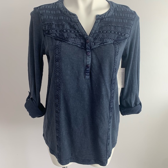 Style & Co. Tops - Style & Co Navy Blue V-Neck Cotton Top Size S